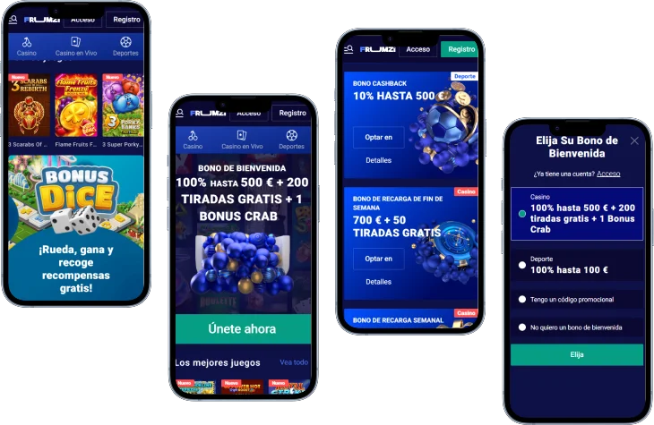 Frumzi Casino Bonos y Juegos en Móvil Frumzi Casino versión móvil con juegos, bono de bienvenida, cashback y selección de promociones